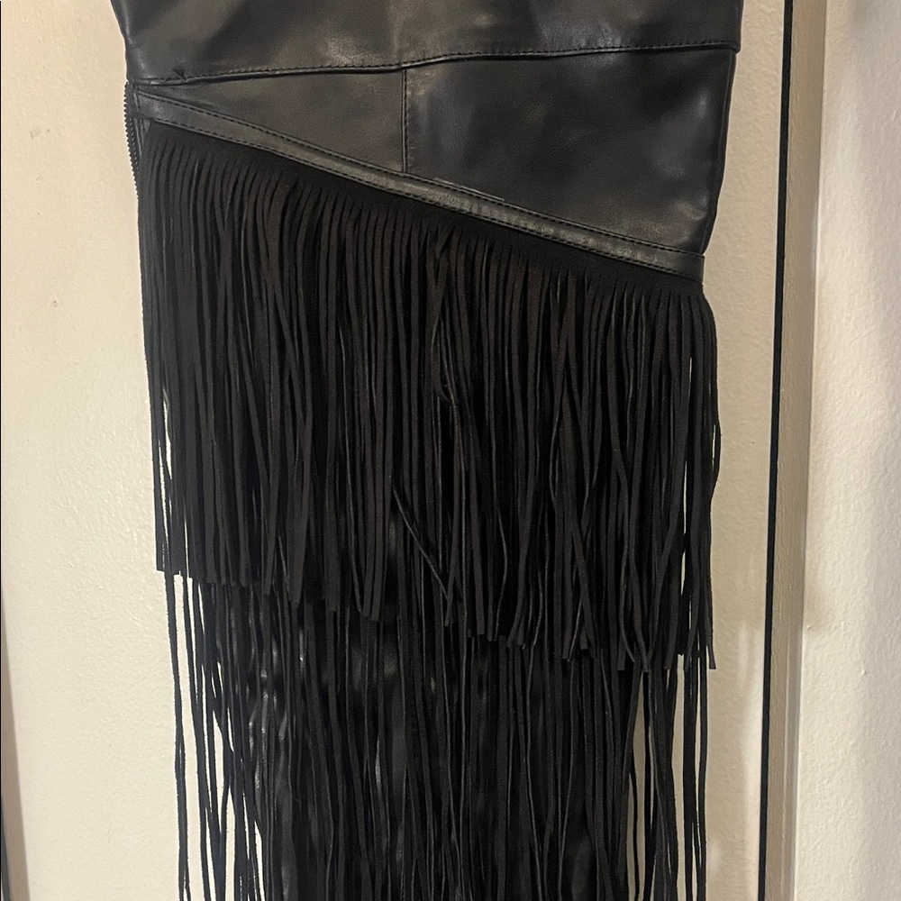 Michael Antonio Black Fringe Heeled Boots - Picture 2 of 10